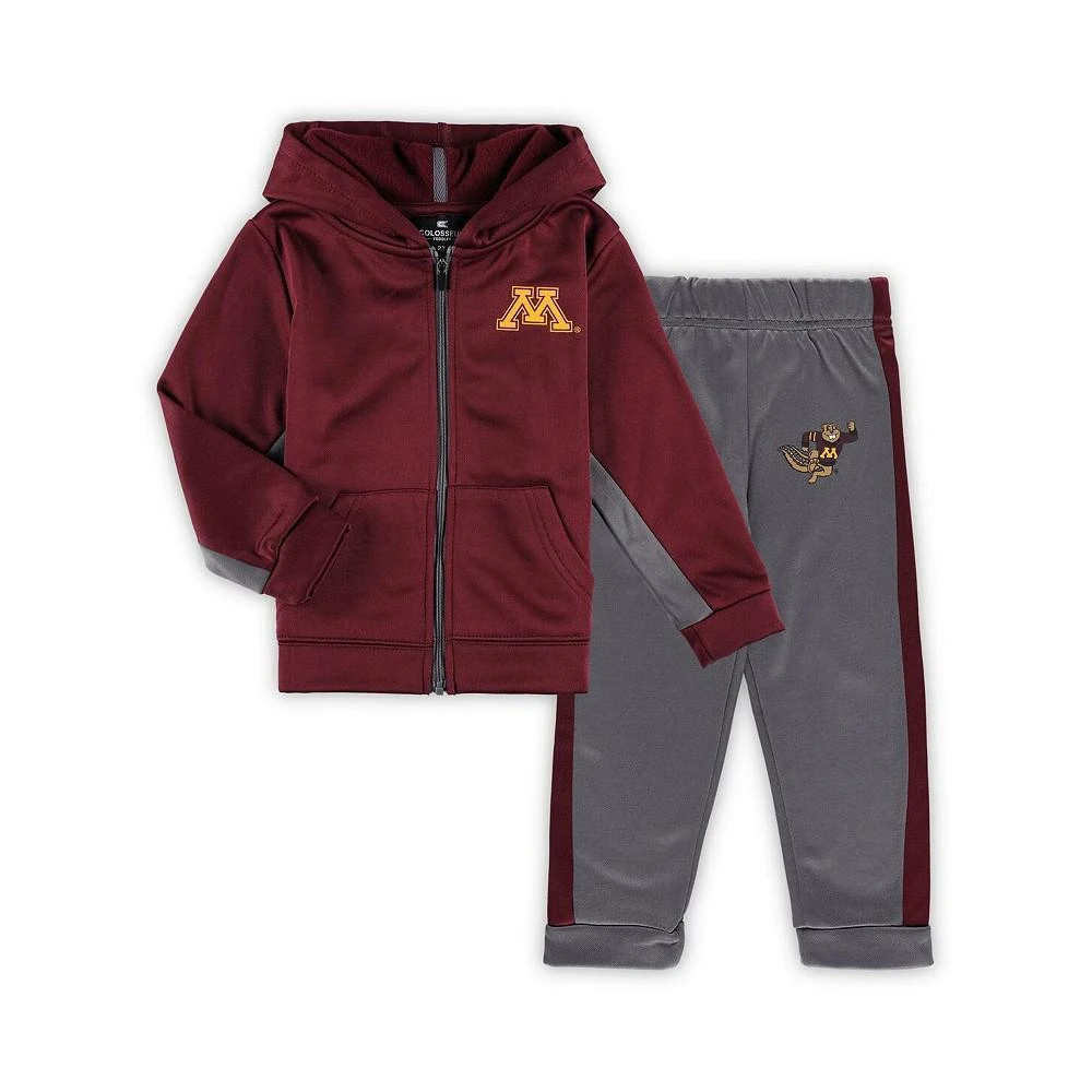 商品Colosseum|Toddler Boys Maroon, Gray Minnesota Golden Gophers Shark Full-Zip Hoodie Jacket and Pants Set,价格¥337,第1张图片
