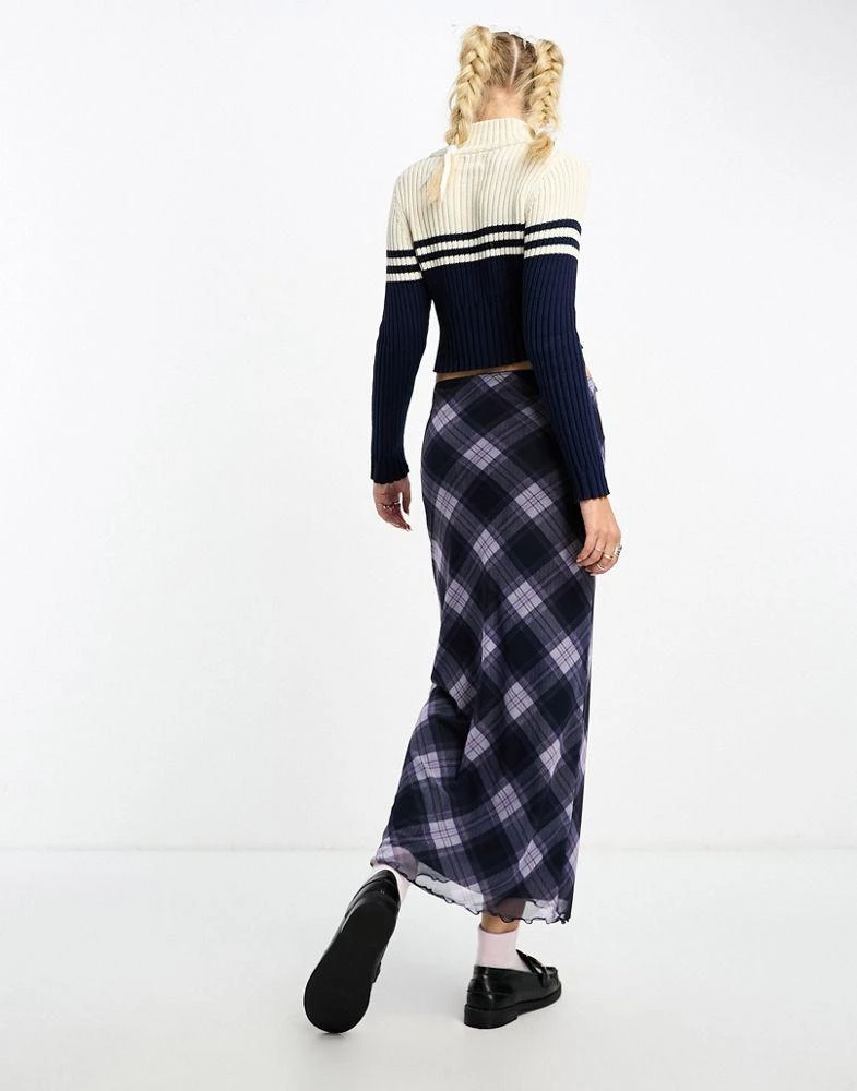 商品ASOS|ASOS DESIGN mesh midi skirt in check,价格¥186,第2张图片详细描述