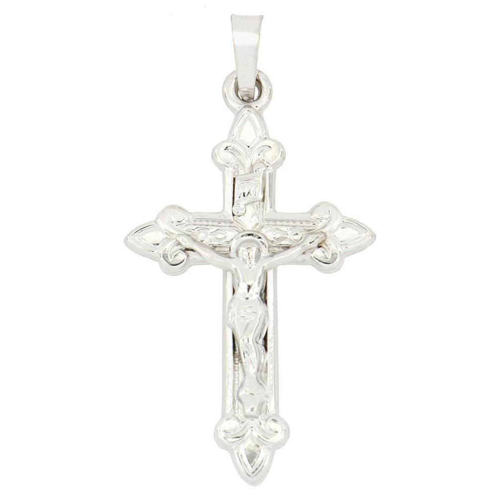 Crucifix Cross Pendant in 14k White Gold商品第1张图片规格展示
