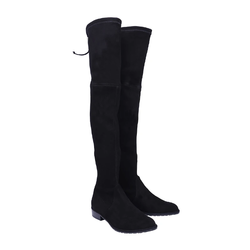 Stuart Weitzman 女士黑色麂皮显瘦高筒靴 LOWLAND-SUEDE-SM000 商品