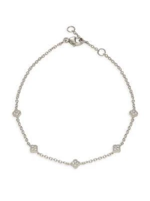 商品Saks Fifth Avenue|14K White Gold & Diamond Flower Chain Bracelet,价格¥5257,第1张图片