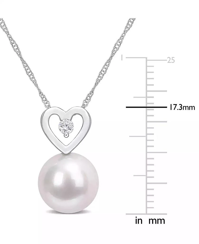 商品Macy's|Cultured South Sea Pearl (9-1/2mm) & Diamond (1/20 ct. t.w.) Heart 17" Pendant Necklace in 10k White Gold,价格¥9270,第4张图片详细描述