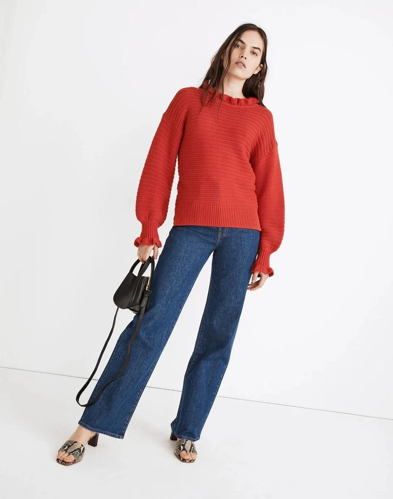 商品Madewell|Ruffle-Neck Pullover Sweater in Cotton-Merino Yarn,价格¥693,第1张图片