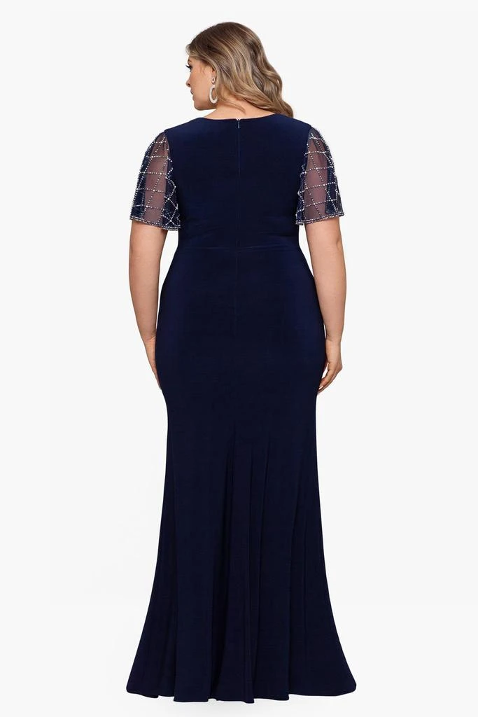 商品Betsy & Adam|Beaded Sleeve Long V-Neck Dress,价格¥2195,第2张图片详细描述