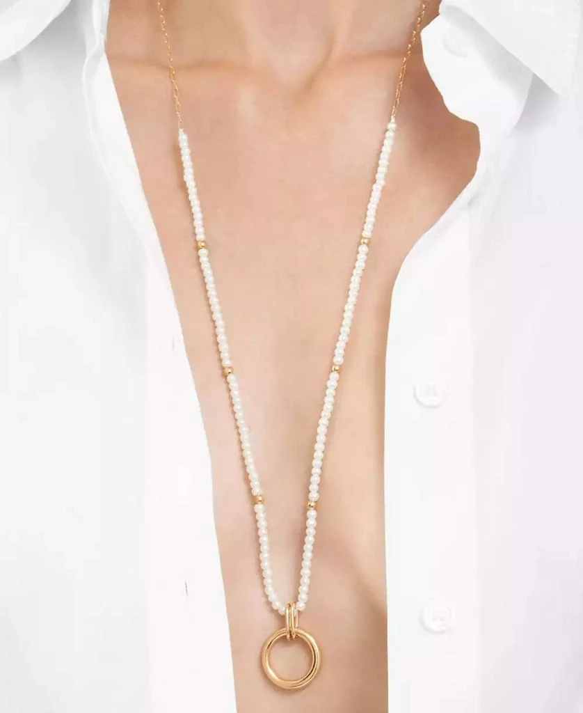 商品ADORNIA|29-32" Adjustable 14K Gold Plated Imitation Pearl Beaded Ring Pendant Necklace,价格¥206,第2张图片详细描述