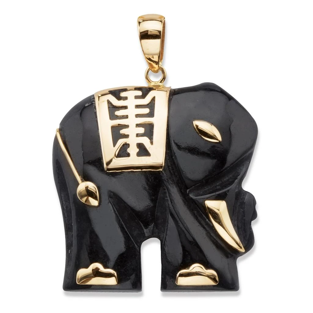 商品Palm Beach Jewelry|Genuine Black Jade Solid 10k Yellow Gold Elephant Pendant,价格¥1252,第1张图片
