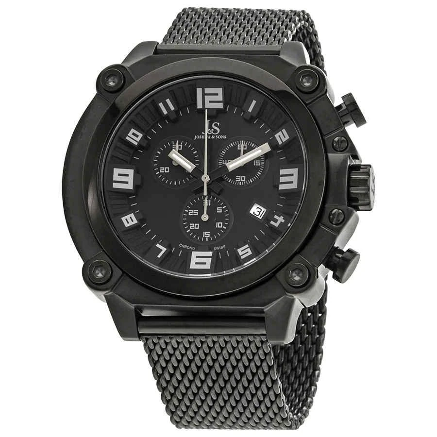 商品Joshua and Sons|Joshua & Sons Chronograph Black Dial Black Ion-plated Mesh Men's Watch JS58BK,价格¥766,第1张图片