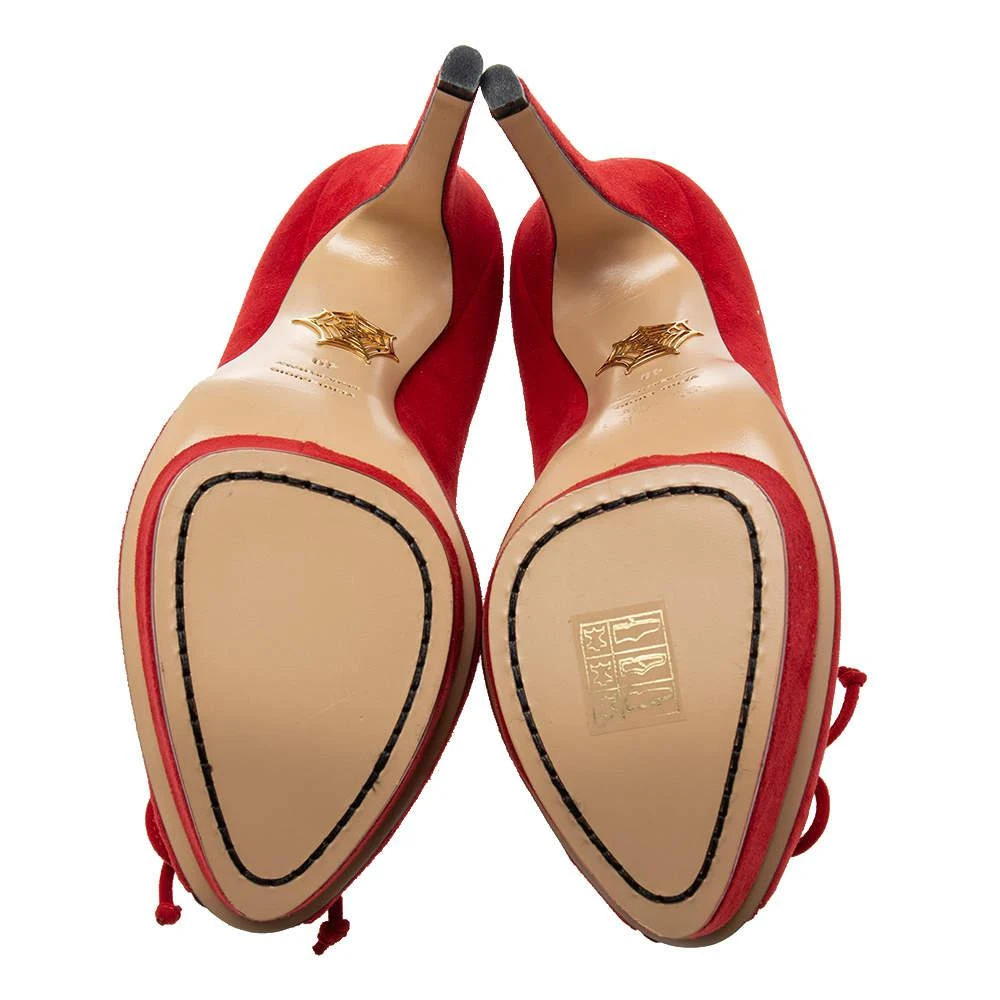 Charlotte Olympia Red Suede Daphne Scalloped Platform Pumps Size 40 商品