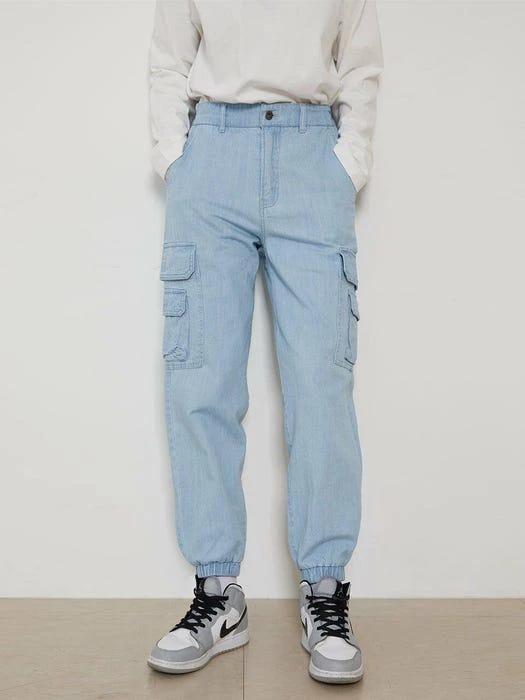 商品MAGOODGAN|W Jogger 4116 Linen Cargo Light Indigo Jogger Pant,价格¥612,第1张图片