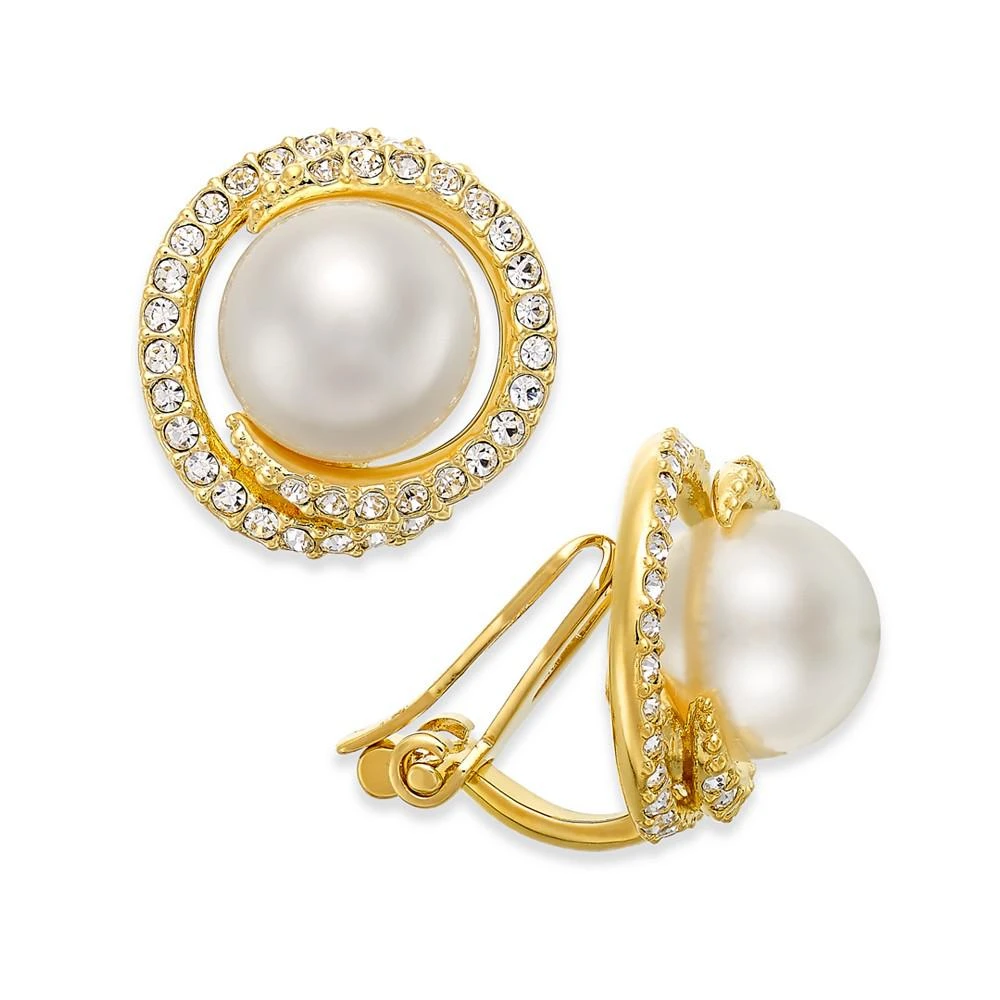 商品Eliot Danori|Silver-Tone Imitation Pearl Pavé Clip-On Stud Earrings, Created for Macy's,价格¥236,第1张图片