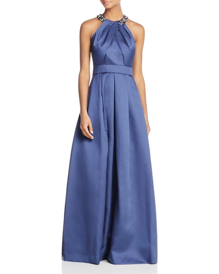 商品Eliza J|Jeweled-Neck Pleated Gown,价格¥743,第1张图片