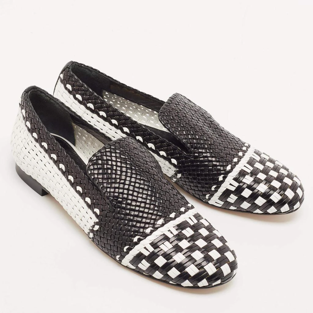 商品[二手商品] Stuart Weitzman|Stuart Weitzman Black/White Woven Leather Riviera Smoking Slippers Size 34.5,价格¥2065,第4张图片详细描述