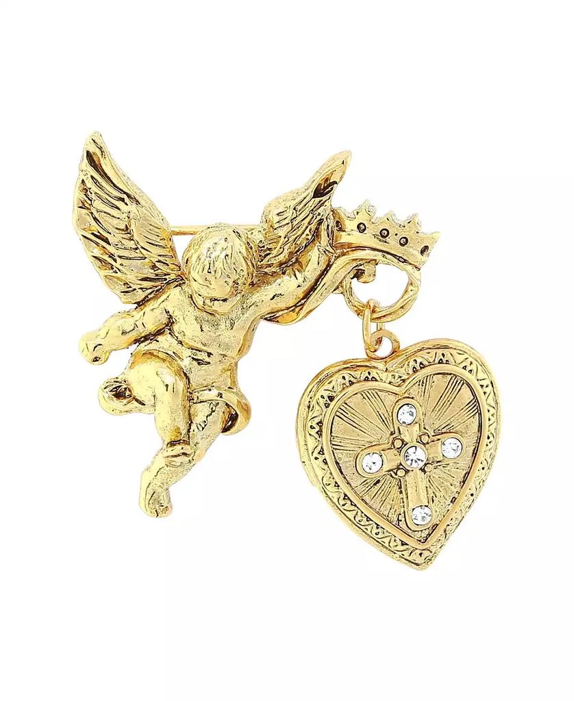 商品Symbols of Faith|14K Gold-Dipped Crystal Glory of The Cross Fob Locket Brooch,价格¥556,第1张图片