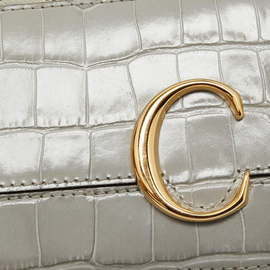 商品[二手商品] Chloé|Chloe Grey Croc Embossed Leather C Vanity Crossbody Bag,价格¥3734,第5张图片详细描述