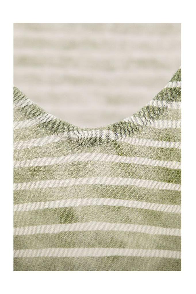MAJESTIC FILATURES Striped T-shirt with V-neck商品第4张图片规格展示