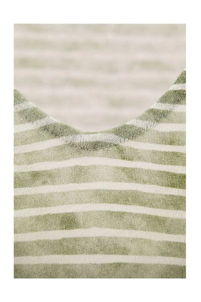 商品MAJESTIC FILATURES|MAJESTIC FILATURES Striped T-shirt with V-neck,价�格¥844,第4张图片详细描述