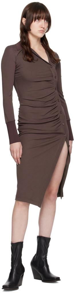 Gray Asymmetric Shirt Midi Dress商品第4张图片规格展示