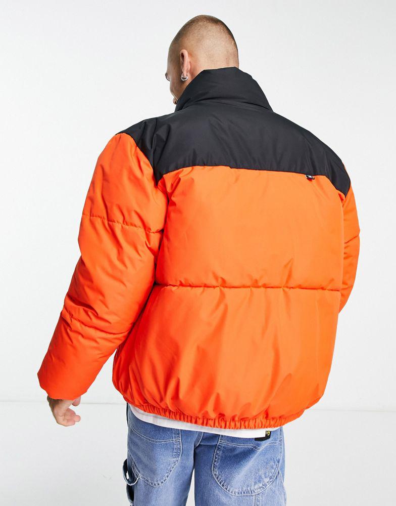 Fila colour blocked puffer jacket with logo in orange商品第4张图片规格展示