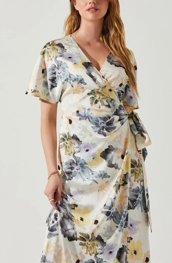 商品ASTR|Floral Short Sleeve Wrap Dress,价格¥300,第5张图片详细描述