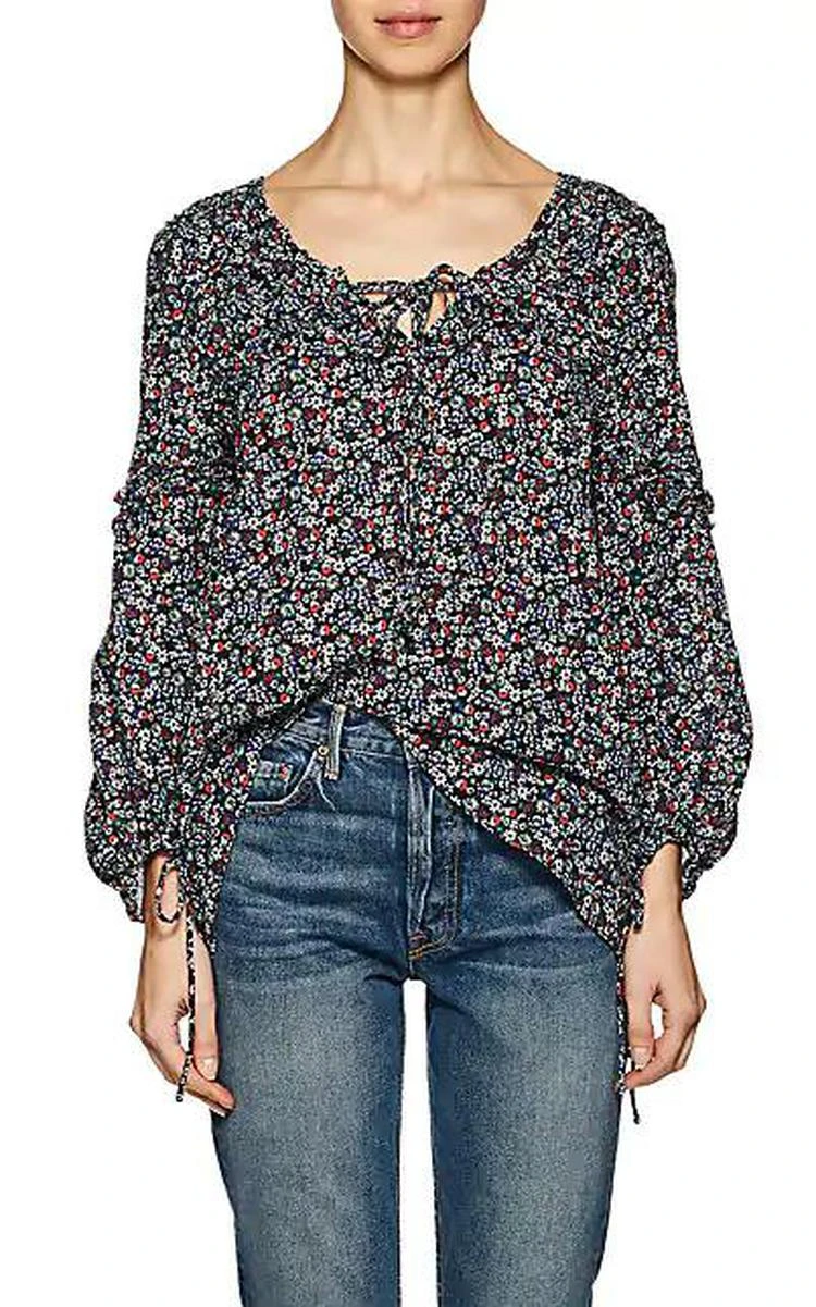 商品Derek Lam|Floral Cotton Cady Swing Blouse,价格¥479,第1张图片