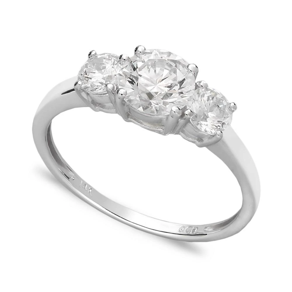 商品Arabella|14k White Gold Ring, Cubic Zirconia Small Three Stone Ring (2-3/8 ct. t.w.),价格¥4478,第1张图片