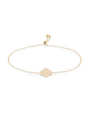 商品Effy|14K Yellow Gold Diamond Clover Bracelet,价格¥7346,第1张图片