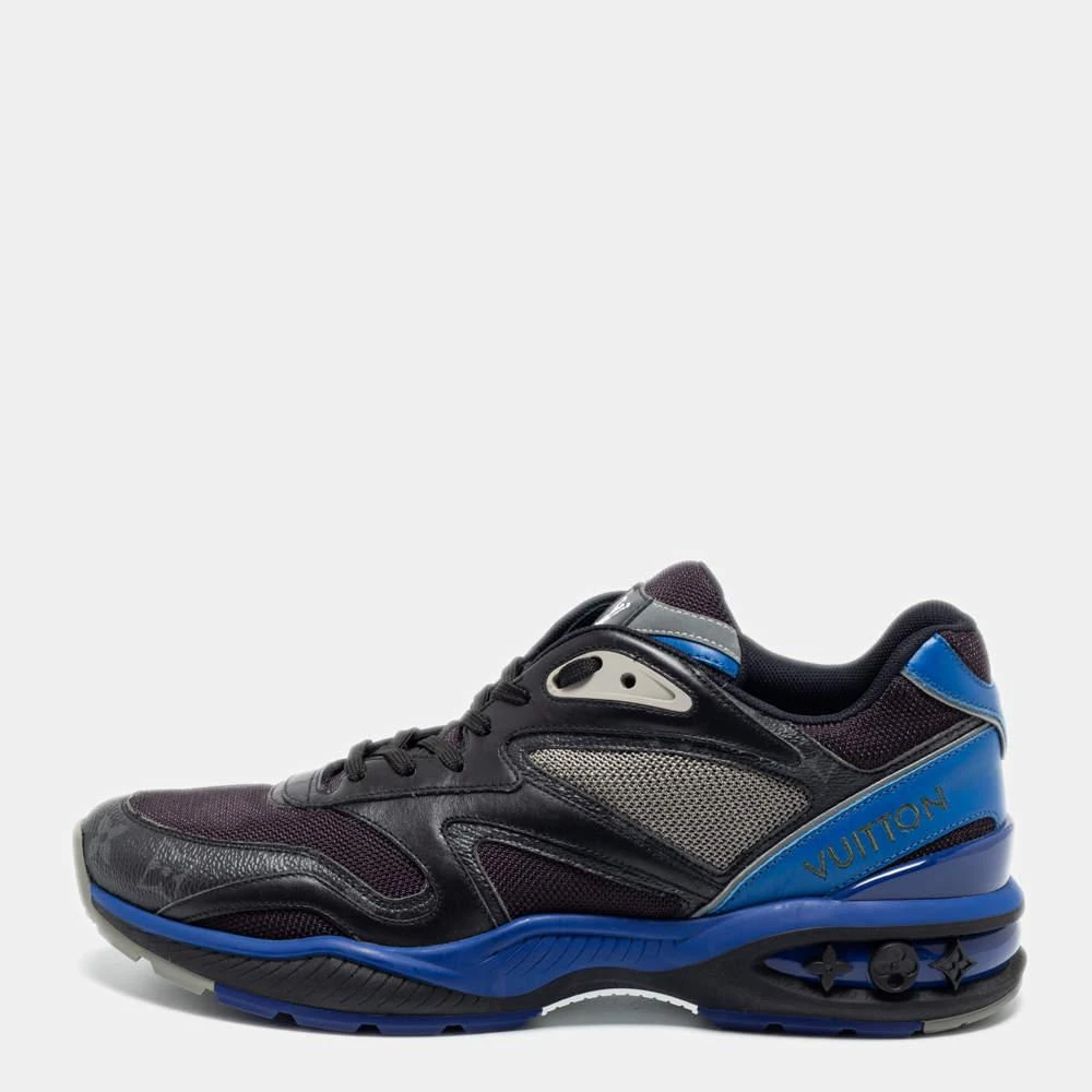 商品[二手商品] Louis Vuitton|Louis Vuitton Black/Blue Leather, Mesh and Monogram Canvas Low-Top Sneakers Size 41,价格¥4392,第1张图片