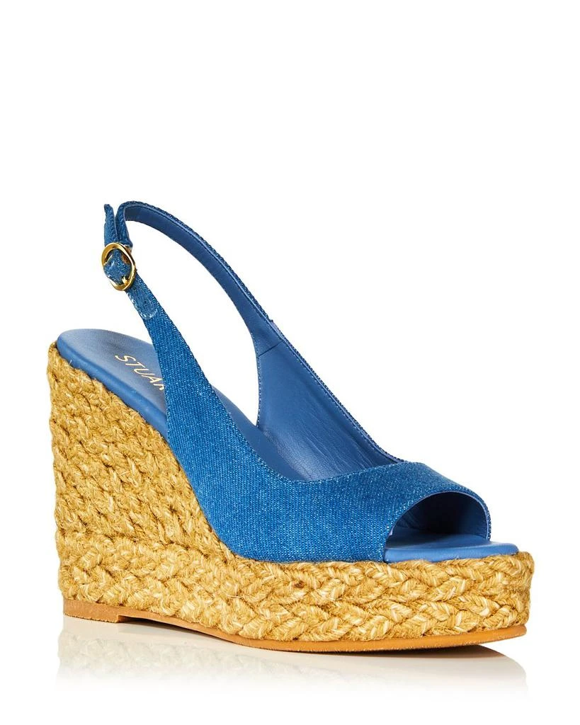 商品Stuart Weitzman|Women's Island Peep Toe Espadrille Wedge Platform Pumps,价格¥997,第1张图片