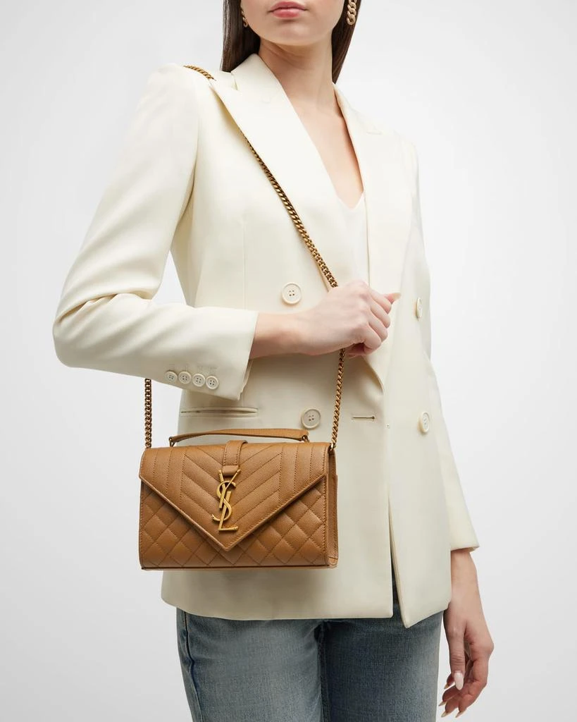 商品Yves Saint Laurent|Envelope Triquilt Small YSL Shoulder Bag in Grained Leather,价格¥20502,第2张图片详细描述