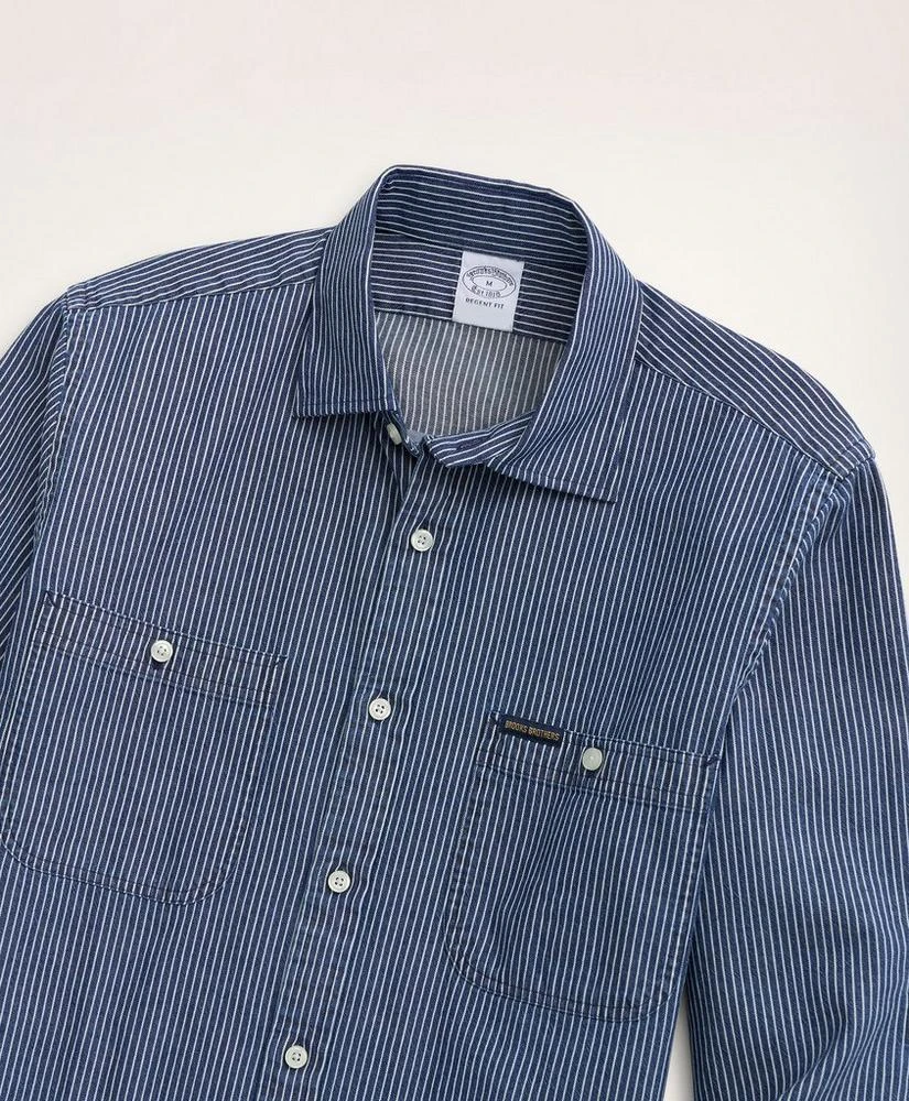 商品Brooks Brothers|Regent Regular-Fit Sport Shirt, Engineer Stripe,价格¥413,第2张图片详细描述