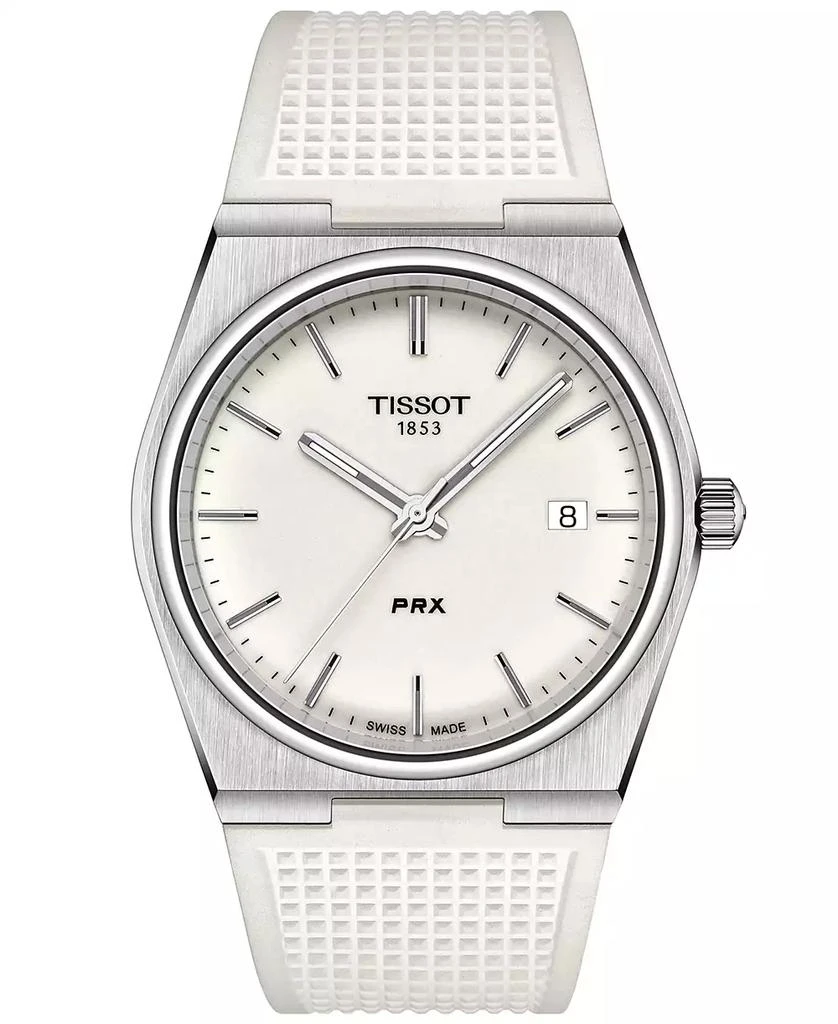 商品Tissot|Men's Swiss Automatic PRX White Rubber Strap Watch 40mm,价格¥2935,第1张图片