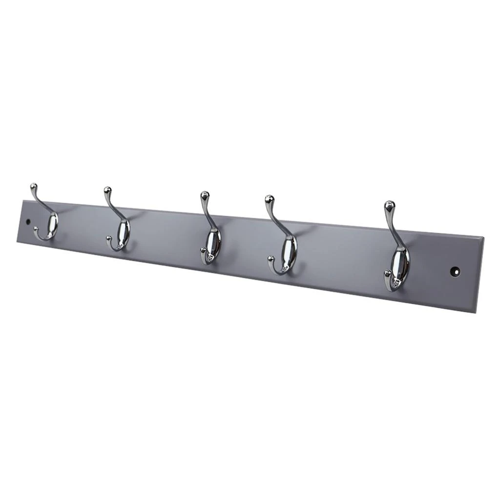 商品Home Basics|Home Basics 5 Double Hook Wall Mounted Hanging Rack, Grey,价格¥150,第4张图片详细描述