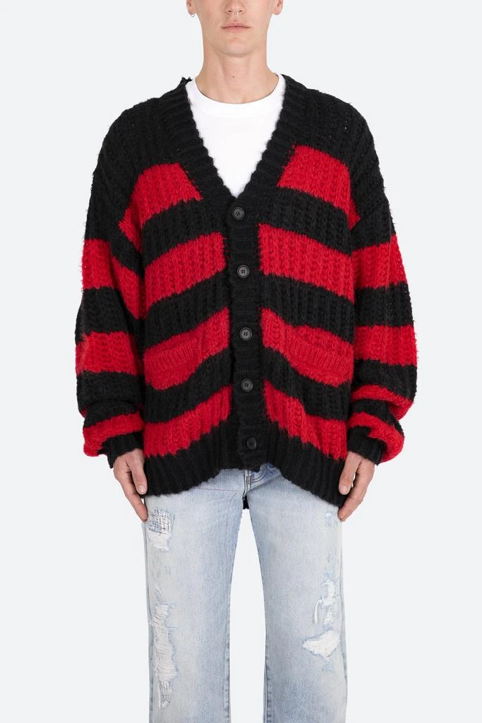 商品MNML|Big Stripe Cardigan - Black/Red,价格¥304,第1张图片