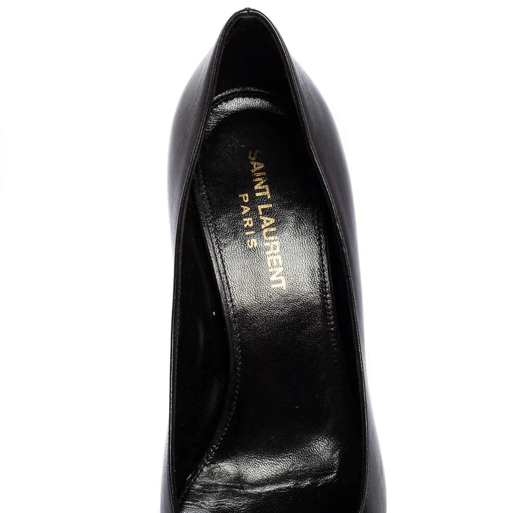 Saint Laurent Black Leather Bow Pointed Toe Pumps Size 38 商品