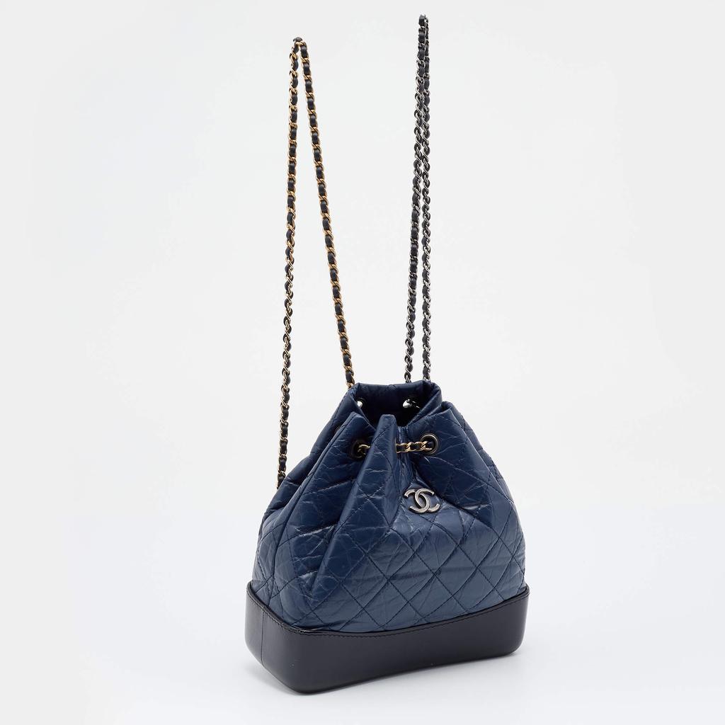 商品[二手商品] Chanel|Chanel Blue/Black Quilted Aged Leather Small Gabrielle Backpack,价格¥21744,第5张图片详细描述