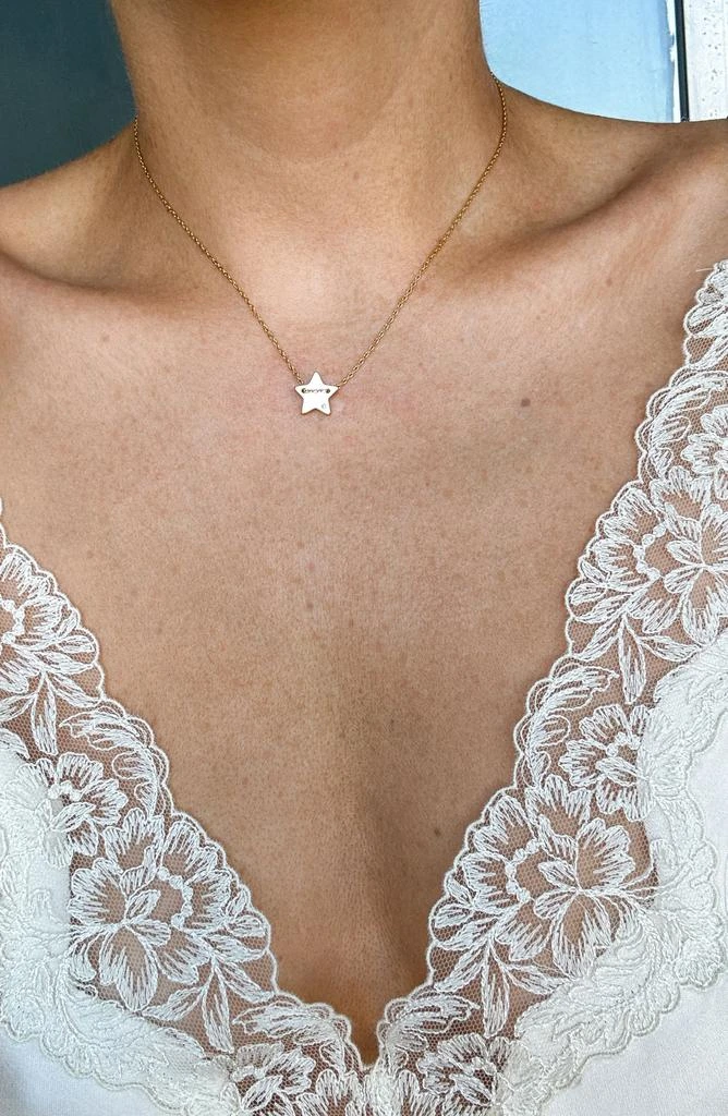 商品ADORNIA|14K Yellow Gold Plated Diamond Detail Star Charm Necklace - 0.01 ctw,价格¥147,第2张图片详细描述