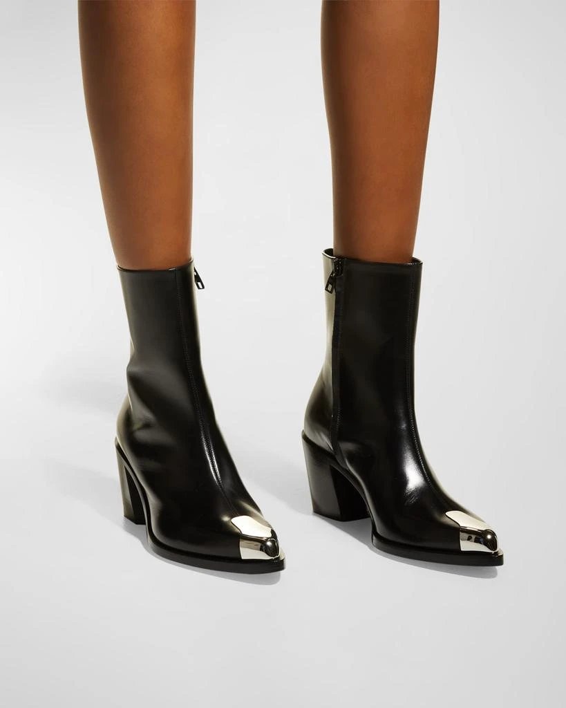 商品Alexander McQueen|Boxcar Calfskin Cap-Toe Ankle Booties,价格¥3928,第2张图片详细描述