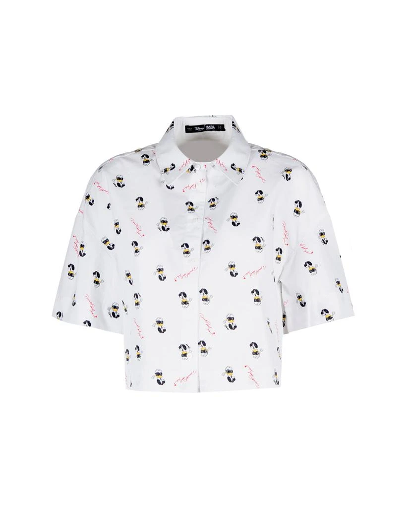 商品Karl Lagerfeld Paris|Karl Lagerfeld Logo Printed Cropped Shirt,价格¥1120,第1张图片