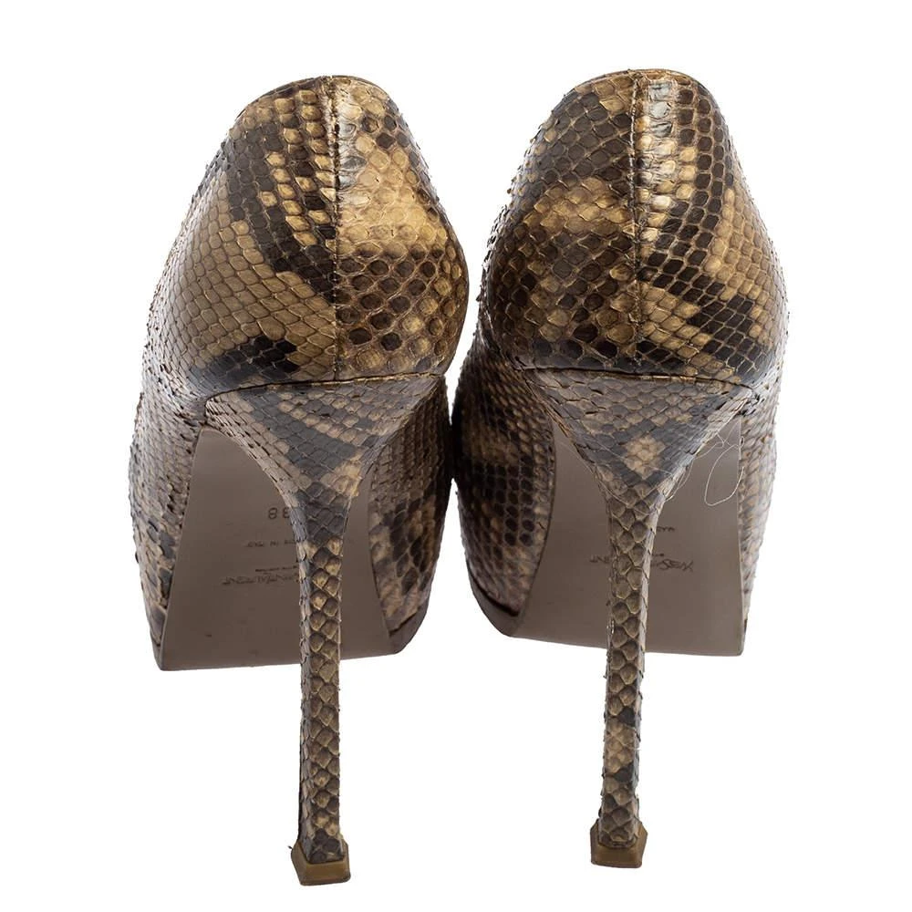商品[二手商品] Yves Saint Laurent|Saint Laurent Beige Python Tribtoo Platform Pumps Size 38,价格¥815,第5张图片详细描述