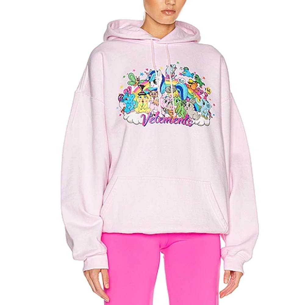 VETEMENTS 女士粉色印花棉质连帽卫衣 WAH20TR403-PINK 商品