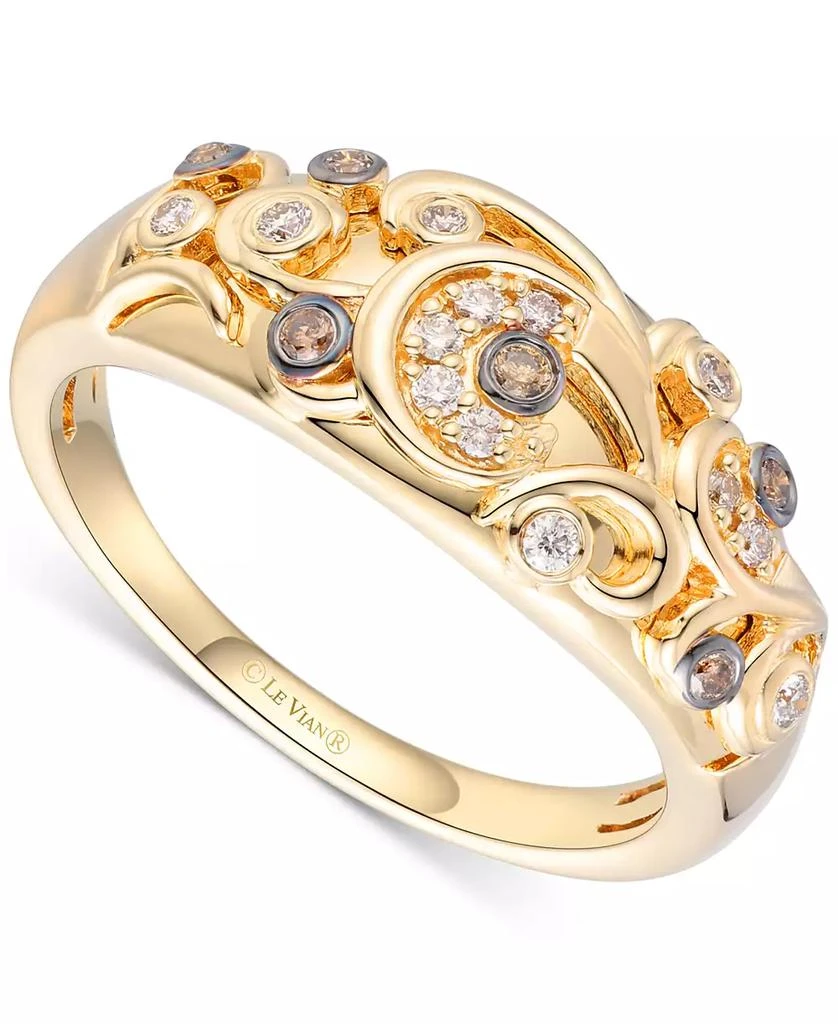 商品Le Vian|Nude Diamond & Chocolate Diamond Filigree Ring (1/6 ct. t.w.) in 14k Honey Gold,价格¥9423,第1张图片