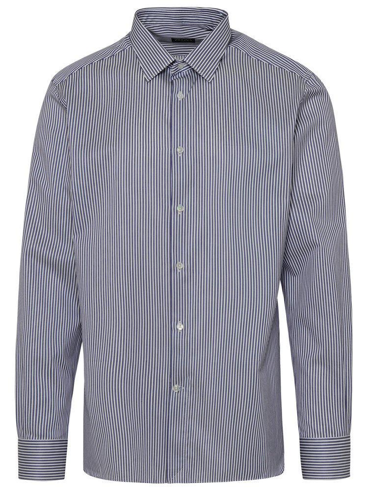 商品Zegna|Z Zegna Striped Buttoned Long Sleeved Shirt,价格¥2581,第1张图片