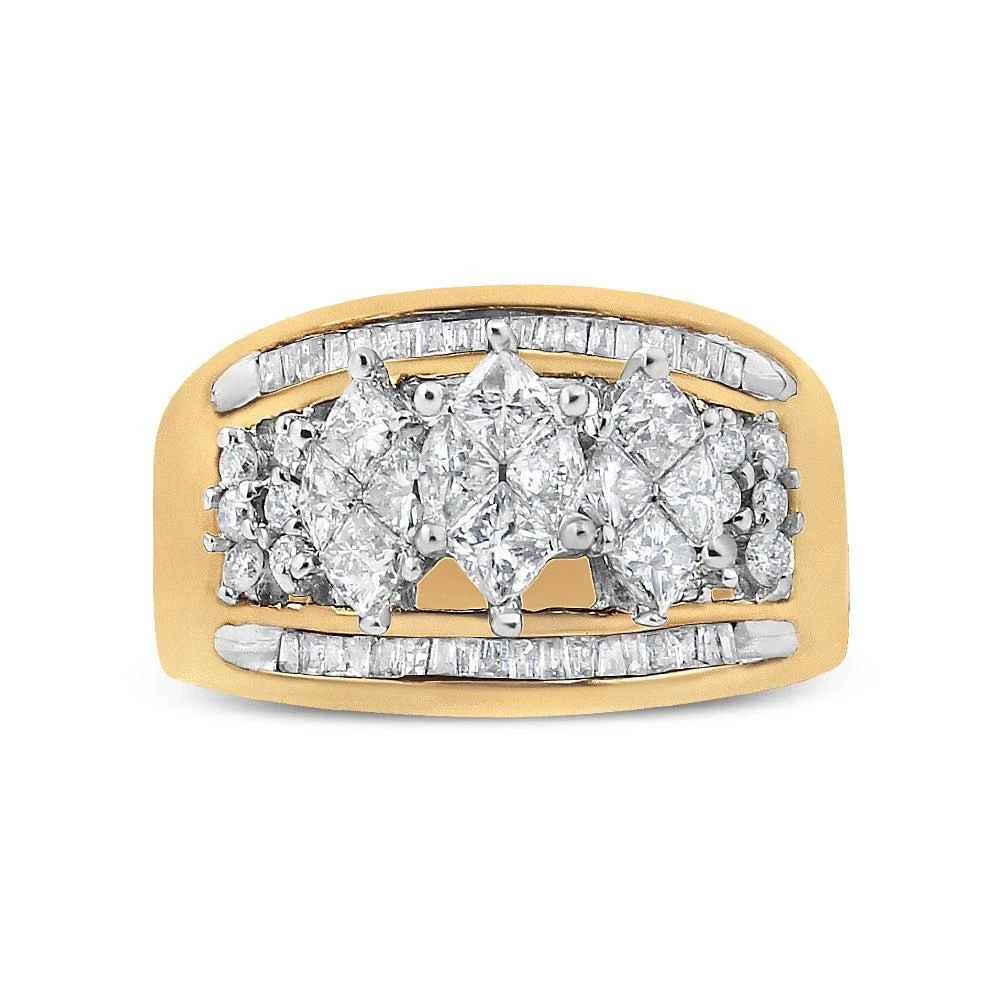 商品Haus of Brilliance|10K Yellow and White Gold 1 1/2 Cttw Pear Shaped 3 Stone Style Diamond Ring Band,价格¥35623,第4张图片详细描述