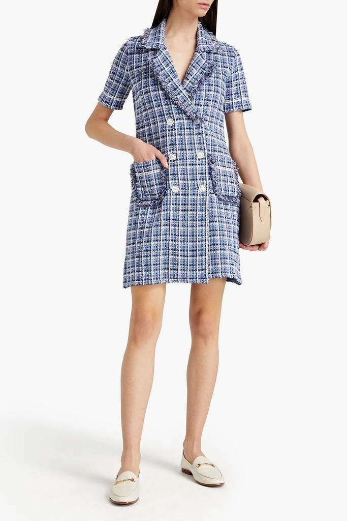 商品Sandro|Ludivine double-breasted checked cotton-blend bouclé-tweed mini dress,价格¥1009,第2张图片详细描述