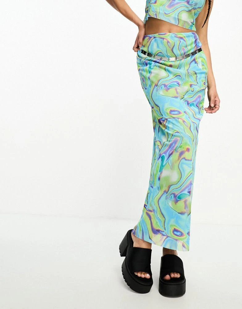 商品ASOS|ASOS DESIGN festival column maxi skirt co-ord in marble print,价格¥113,第2张图片详细描述