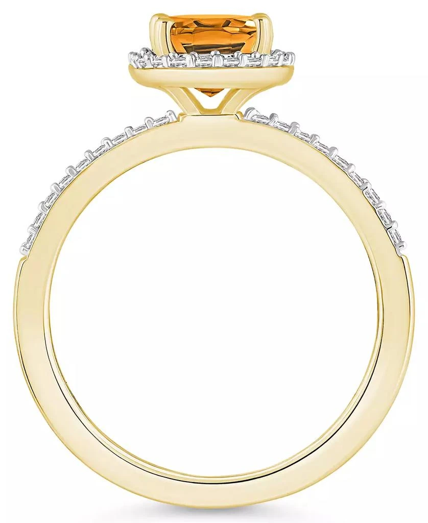 商品Macy's|Citrine (1-1/5 ct. t.w.) and Lab Grown Sapphire (1/5 ct. t.w.) Halo Ring in 10K Yellow Gold,价格¥1962,第3张图片详细描述