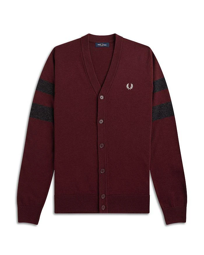 商品Fred Perry|Merino Wool & Cotton Striped Sleeve Regular Fit V Neck Cardigan,价格¥831,第1张图片