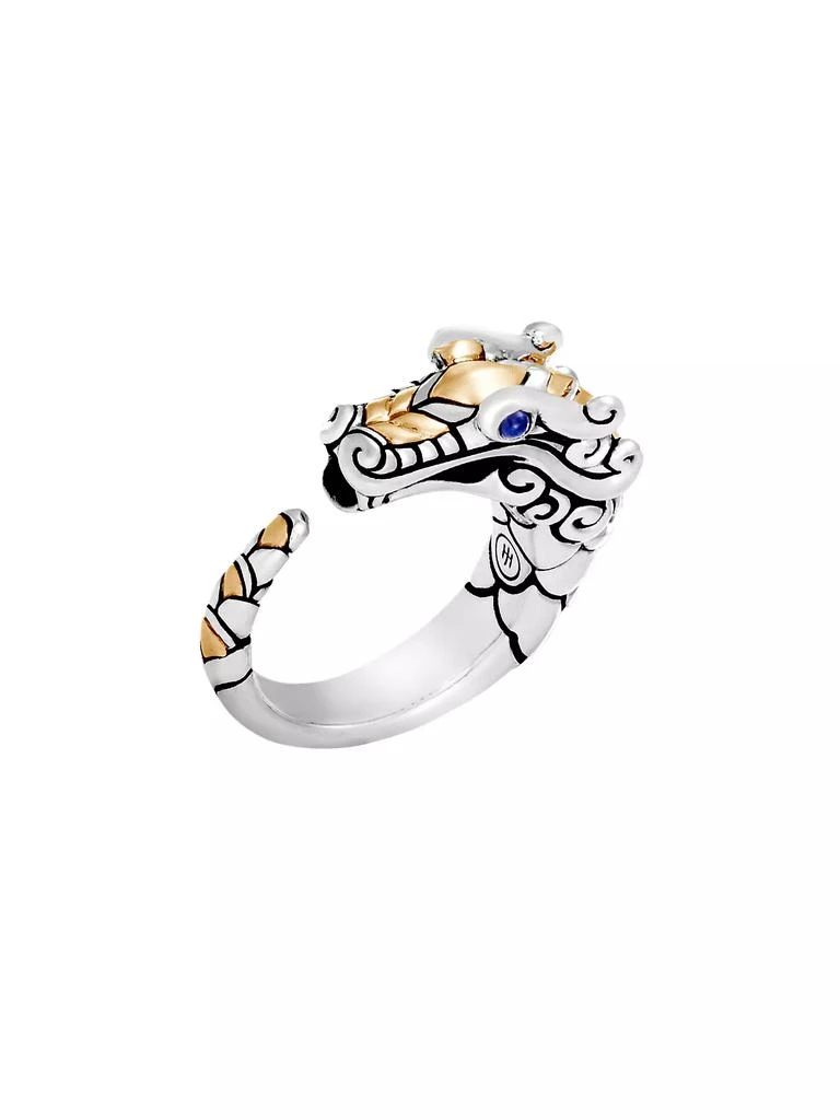 商品John Hardy|Naga Dragon 18K Yellow Gold, Sterling Silver & Blue Sapphire Dragon Ring,价格¥6560,第1张图片