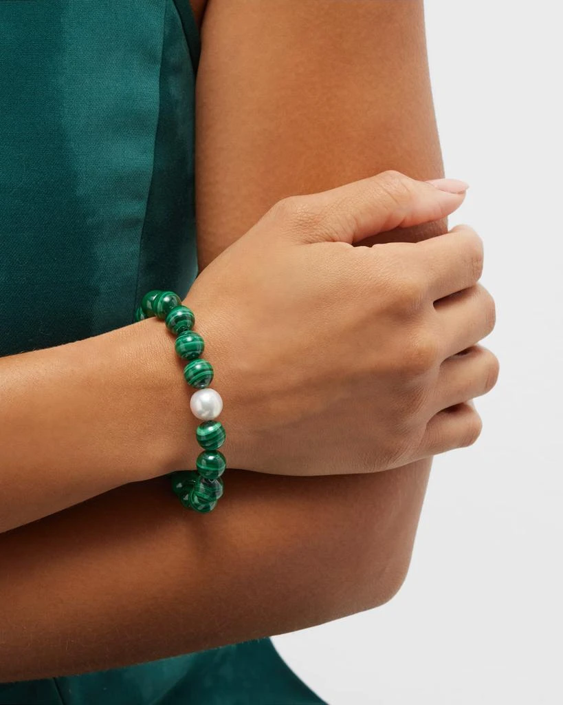 商品NEST Jewelry|Malachite and Pearl Stretch Bracelet,价格¥919,第2张图片详细描述