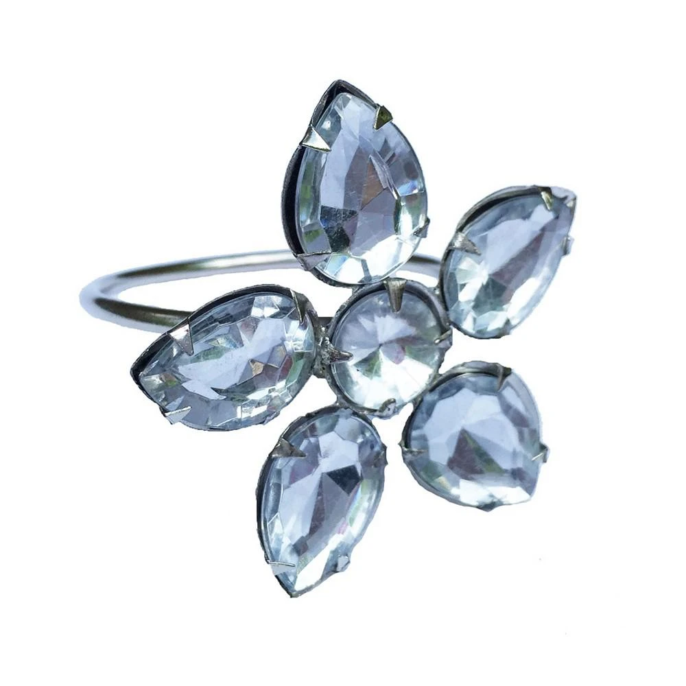 商品Manor Luxe|Crystal Flower Metal Napkin Rings, Set of 4,价格¥232,第2张图片详细描述